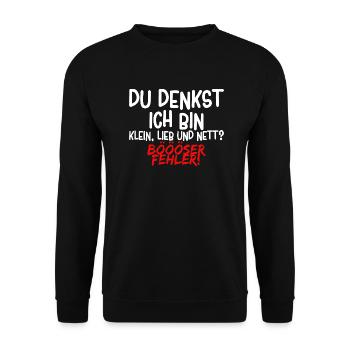 Lustiger Spruch - Unisex Pullover - Schwarz - Vorne - Alina (178cm) & Michal (187cm)