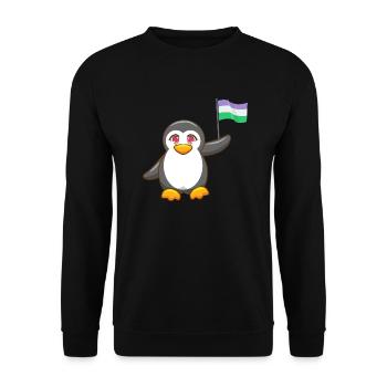 Antarctique Animal Gay Pride Pingouin Genderqueer LGBT - Sweat-shirt Unisexe - noir - Devant - Alina (178cm) & Michal (187cm)
