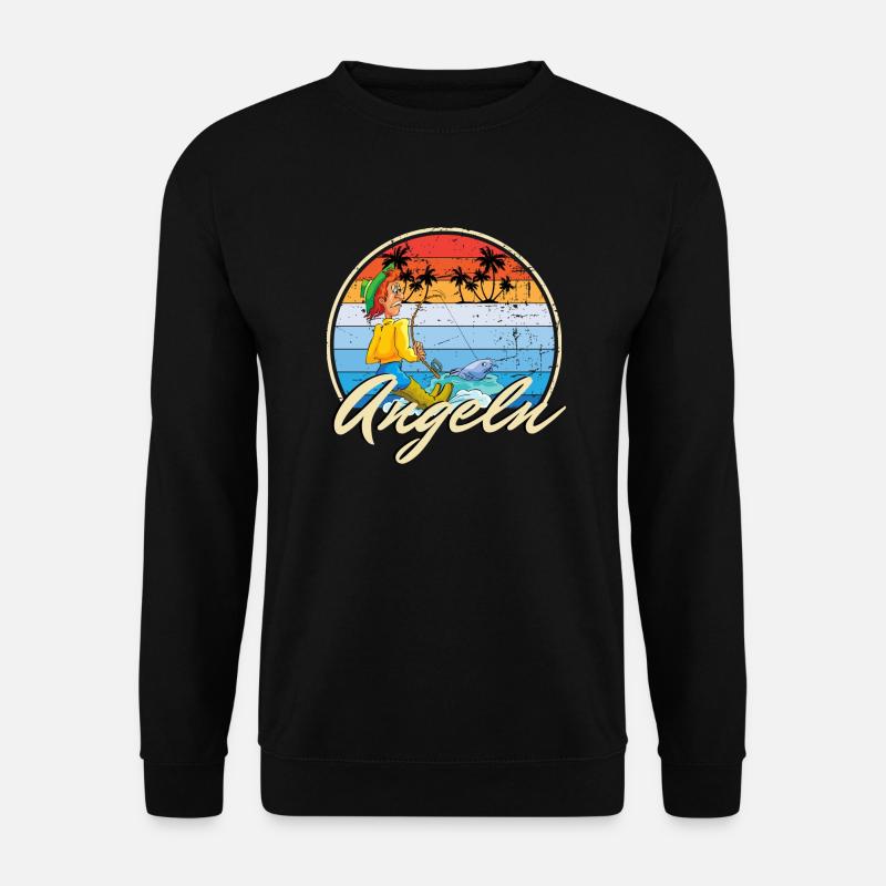 Angler Angeln witziges Motiv als Geschenk Idee - Unisex Pullover - Schwarz