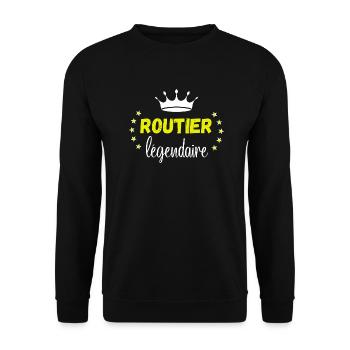 routier légendaire - CADEAU CAMION ROUTIER CHAUFFE - Sweat-shirt Unisexe - noir - Devant - Alina (178cm) & Michal (187cm)
