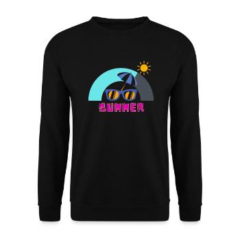 Sonniger Sommer und Freizeit - Unisex Pullover - Schwarz - Vorne - Alina (178cm) & Michal (187cm)