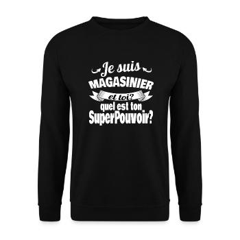 je suis magasinier - Sweat-shirt Unisexe - noir - Devant - Alina (178cm) & Michal (187cm)