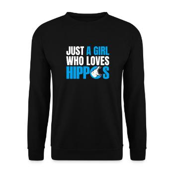 JUST A GIRL WHO LOVES HIPPOS - Unisex Sweatshirt - black - Front - Alina (178cm) & Michal (187cm)