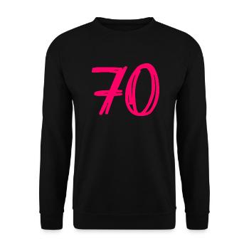 70 YEARS. 70TH ANNIVERSARY. BIRTHDAY 70 YEARS. 70 - Unisex Sweatshirt - black - Front - Alina (178cm) & Michal (187cm)