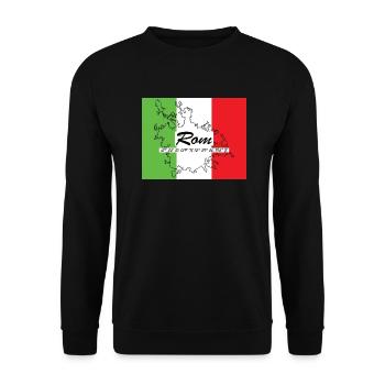 Rom - Hauptstadt mit GPS-Koordinaten & Flagge - Unisex Pullover - Schwarz - Vorne - Alina (178cm) & Michal (187cm)