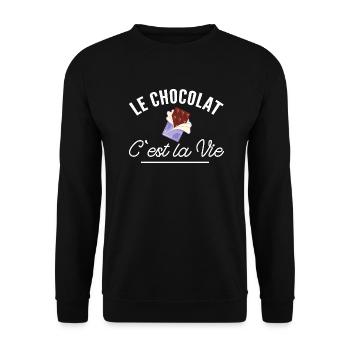 le chocolat c est la vie - Sweat-shirt Unisexe - noir - Devant - Alina (178cm) & Michal (187cm)