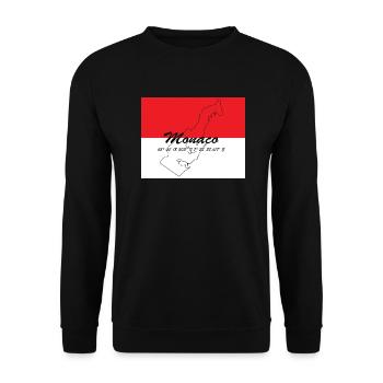 Monaco - Stadtstaat mit GPS & Flagge - Unisex Pullover - Schwarz - Vorne - Alina (178cm) & Michal (187cm)