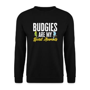 Budgerigar Parakeet Bird Pet Gift - Unisex Sweatshirt - black - Front - Alina (178cm) & Michal (187cm)