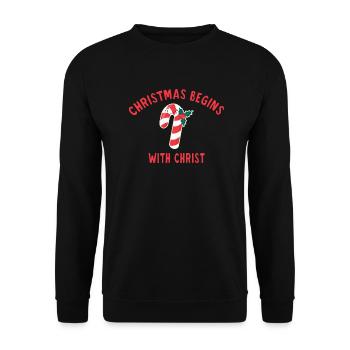 Christmas Begins With Christ sucre d'orge - Sweat-shirt Unisexe - noir - Devant - Alina (178cm) & Michal (187cm)