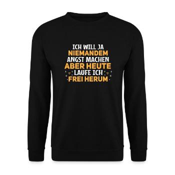 Laufe frei - Lustiger Spruch Witzig Fun Statement - Unisex Pullover - Schwarz - Vorne - Alina (178cm) & Michal (187cm)