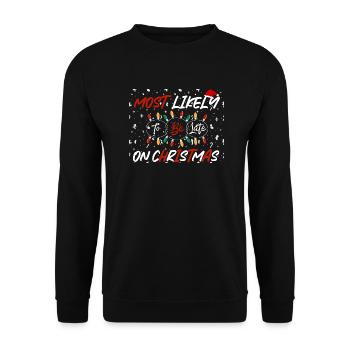 Most Likely To be Late on Christmas Family Trip - Unisex Sweatshirt - black - Front - Alina (178cm) & Michal (187cm)