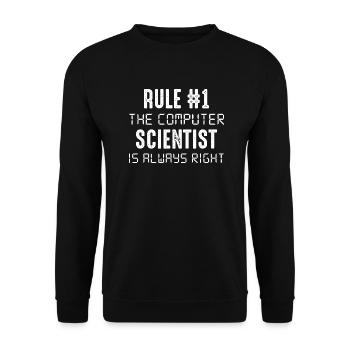 Règle #1 : L’informaticien a toujours raison Bi - Sweat-shirt Unisexe - noir - Devant - Alina (178cm) & Michal (187cm)
