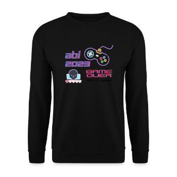 ABI 2023 Game Over - Nach 13 Jahren - Unisex Pullover - Schwarz - Vorne - Alina (178cm) & Michal (187cm)