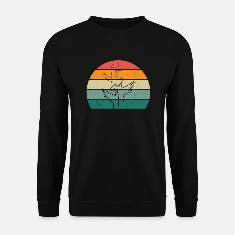 Christliches Design - Kreuz, Hände, Taube - Unisex Pullover - Schwarz