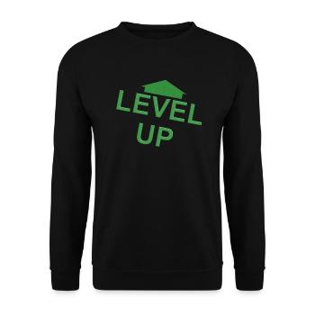 Grüner Pfeil nach oben - Unisex Pullover - Schwarz - Vorne - Alina (178cm) & Michal (187cm)