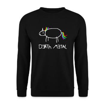 Death Metal Regenbogen Einhorn T-Shirt - Unisex Pullover - Schwarz - Vorne - Alina (178cm) & Michal (187cm)