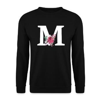 Buchstabe m blumig - Unisex Pullover - Schwarz - Vorne - Alina (178cm) & Michal (187cm)