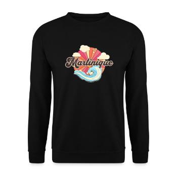 Martinique Karibischer Retro-Strand - Unisex Pullover - Schwarz - Vorne - Alina (178cm) & Michal (187cm)