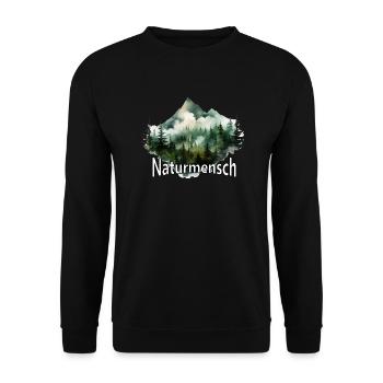 Naturmensch Geschenk Wandern Dorfkinder Berg Motiv - Unisex Pullover - Schwarz - Vorne - Alina (178cm) & Michal (187cm)