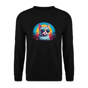 Cool Cat with Sungalsses - Unisex Sweatshirt - black - Front - Alina (178cm) & Michal (187cm)