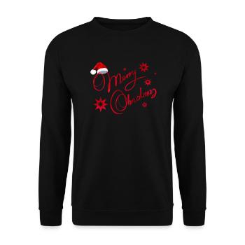 Merry Christmas text and red Santa hat. - Unisex Pullover - Schwarz - Vorne - Alina (178cm) & Michal (187cm)