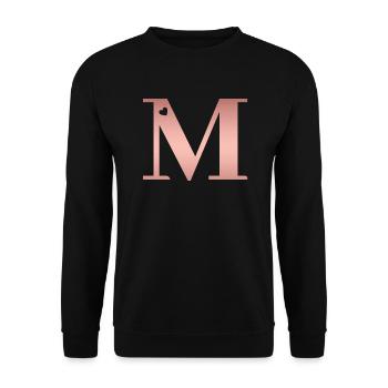 Buchstabe M Roségold - Unisex Pullover - Schwarz - Vorne - Alina (178cm) & Michal (187cm)