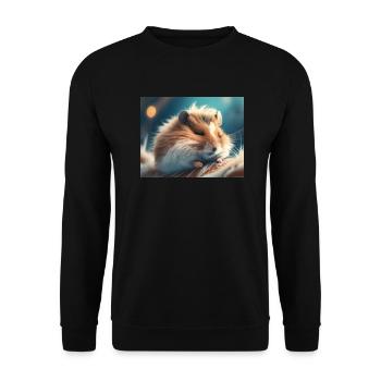 Niedliche Tiere im Winterschlaf – Hamster - Unisex Pullover - Schwarz - Vorne - Alina (178cm) & Michal (187cm)