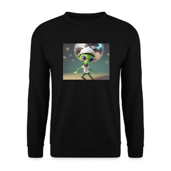 cute little green retro vintage alien everyday - Unisex Sweatshirt - black - Front - Alina (178cm) & Michal (187cm)