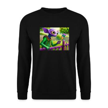 niedliches kleines grünes jahrgangs-alienmalen einen zaun - Unisex Pullover - Schwarz - Vorne - Alina (178cm) & Michal (187cm)