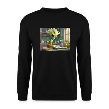 mignon petit vert rétro vintage alien tous les jours - Sweat-shirt Unisexe - noir - Devant - Alina (178cm) & Michal (187cm)