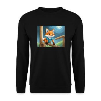 Niedlicher kleiner Teufel Fuchs Alltag – Spielplatz - Unisex Pullover - Schwarz - Vorne - Alina (178cm) & Michal (187cm)