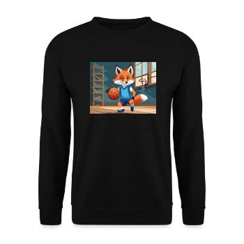 Niedlicher kleiner Teufel Fuchs Alltag – Basketball - Unisex Pullover - Schwarz - Vorne - Alina (178cm) & Michal (187cm)