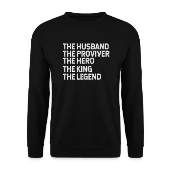 Husband provider hero king legend - Unisex Sweatshirt - black - Front - Alina (178cm) & Michal (187cm)