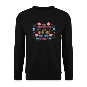 Eltern Schulkind Grundschule Erste Klasse Einschul - Unisex Pullover - Schwarz - Vorne - Alina (178cm) & Michal (187cm)