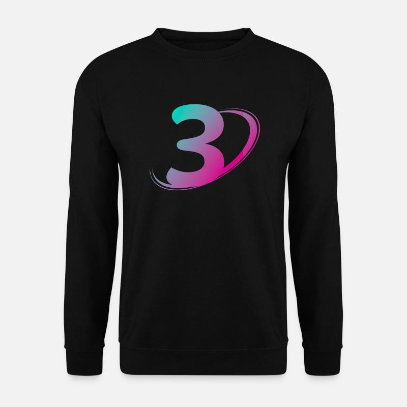 Nummer 3 mehrfarbig - Unisex Pullover - Schwarz