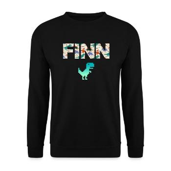 FINN - Beau prénom de garçon avec dinosaure - Sweat-shirt Unisexe - noir - Devant - Alina (178cm) & Michal (187cm)