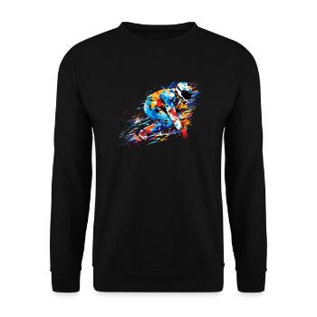Snowboard Sport Spiel Champion Wettbewerb Zusammenfassung - Unisex Pullover - Schwarz - Vorne - Alina (178cm) & Michal (187cm)