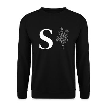 Lette s fleurs minimalistes - Sweat-shirt Unisexe - noir - Devant - Alina (178cm) & Michal (187cm)