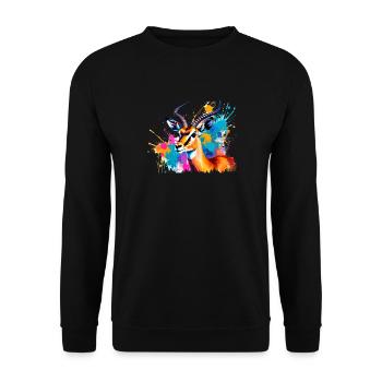 gazelle, illustration ,graffiti ,pink,colorful - Unisex Sweatshirt - black - Front - Alina (178cm) & Michal (187cm)