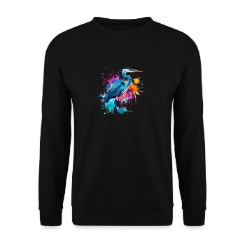 bird, heron, illustration ,graffiti ,colorful - Unisex Sweatshirt - black - Front - Alina (178cm) & Michal (187cm)