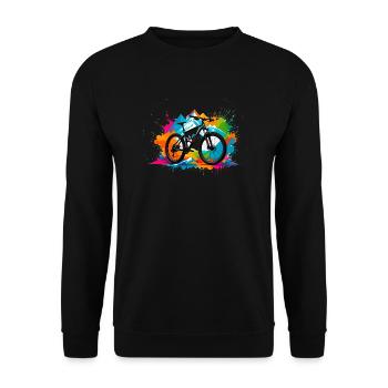 illustration,VTT,vélo de route,graffiti,coloré - Sweat-shirt Unisexe - noir - Devant - Alina (178cm) & Michal (187cm)