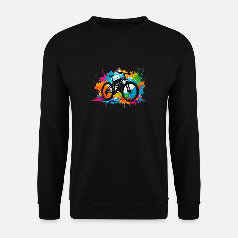 illustration,mountainbike,rennrad,graffiti,bunt - Unisex Pullover - Schwarz
