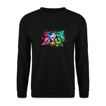 illustration,VTT,vélo de route,graffiti,coloré - Sweat-shirt Unisexe - noir - Devant - Alina (178cm) & Michal (187cm)