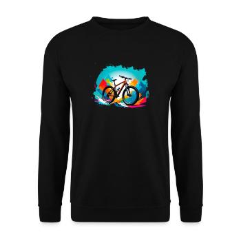 illustration,mountainbike,rennrad,graffiti,berge - Unisex Pullover - Schwarz - Vorne - Alina (178cm) & Michal (187cm)