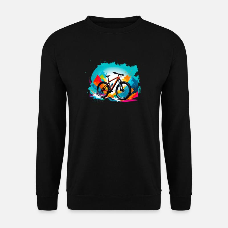 illustration,mountainbike,rennrad,graffiti,berge - Unisex Pullover - Schwarz