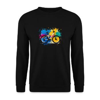 illustration,VTT,vélo de route,graffiti,coloré - Sweat-shirt Unisexe - noir - Devant - Alina (178cm) & Michal (187cm)