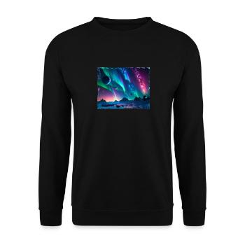 Northern Lights,Stars,Night,Planets,Sky - Unisex Sweatshirt - black - Front - Alina (178cm) & Michal (187cm)