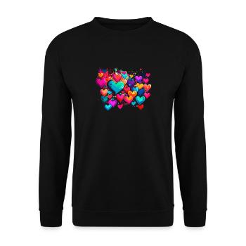 hearts,colorful,pink,graffiti,heart,painting - Unisex Sweatshirt - black - Front - Alina (178cm) & Michal (187cm)