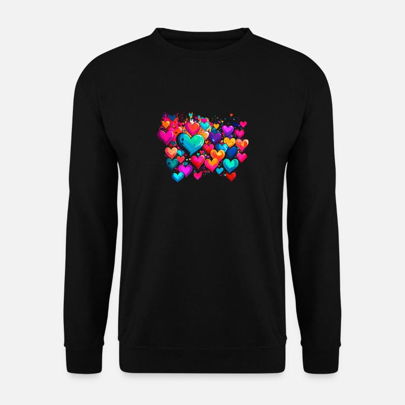 herzen,bunt,pink,graffiti,herz,malerei - Unisex Pullover - Schwarz