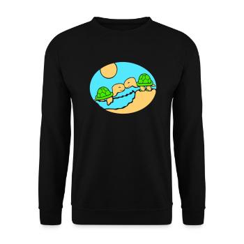2 Schildkröten Strand Pärchen Verliebt küssen Meer - Unisex Pullover - Schwarz - Vorne - Alina (178cm) & Michal (187cm)